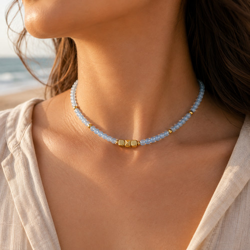 Collana girocollo topazio blu - collana,